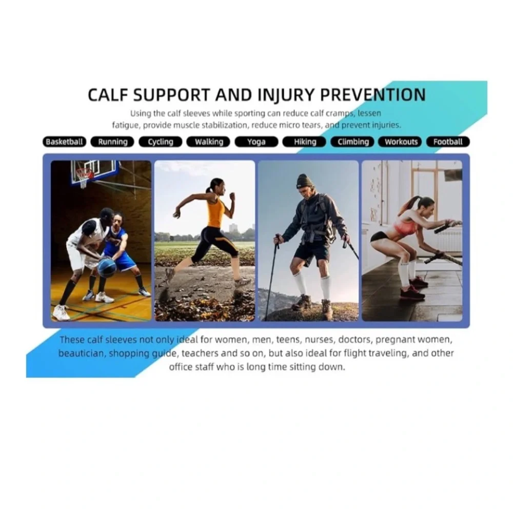 NEW 20-30mmHg Calf Compression Wide Brace Leg Support Shin Splint Pain Relief